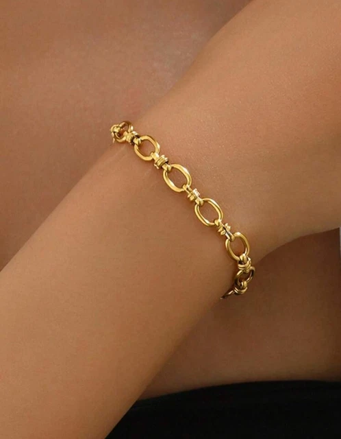 Lot De 5 Bracelets Femme Dorés - Chaînes En Acier Inoxydable - Neuf Sans Emballage