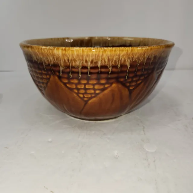 VTG Pottery Brown Drip Glaze Serving Bowl Large 7 3/4" Terrace Ceramics Maize