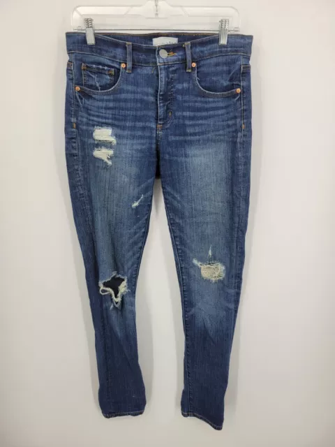 Ann Taylor Loft Jeans Womens 28/6 Modern Skinny Dark Wash Distressed Blue Denim