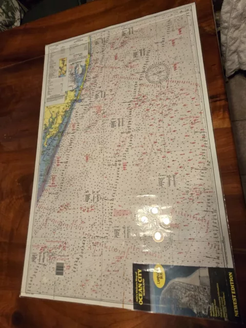 Laminated Nautical Navigational  Fishing Chart Ocean City Maryland 2 Sided 1990