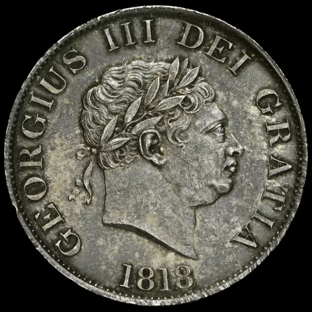 1818 George III Milled Silver Half Crown, G/EF