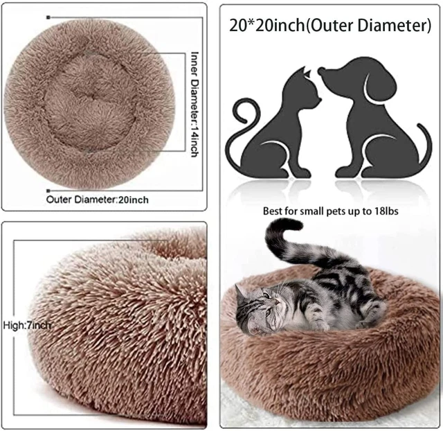 Donut Plush Pet Dog Cat Bed Fluffy Soft Warm Calming Bed Sleeping Kennel Nest 5