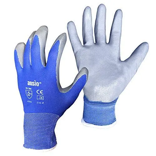 ANSIO 5 paires de gants de travail PU Palm Trempé Bleu/Gris Nylon Gants de tr...