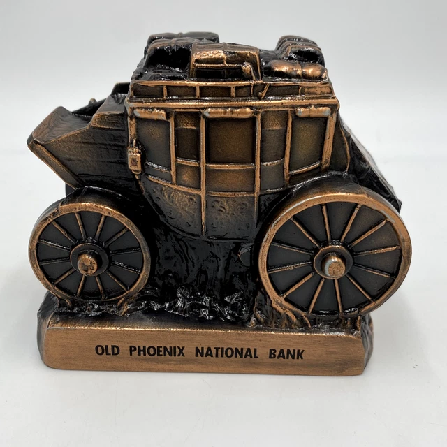 VINTAGE BANTHRICO INC Stagecoach Metal Coin Bank 1974 Chicago USA $35.