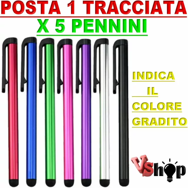 5 x Pennino stylus penna pen touch screen capacitivo per smartphone tablet tab.