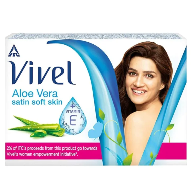 Vivel Aloe Vera Bathing Soap with Vitamin E for Soft, 150gm (Pack of 4 Soap)