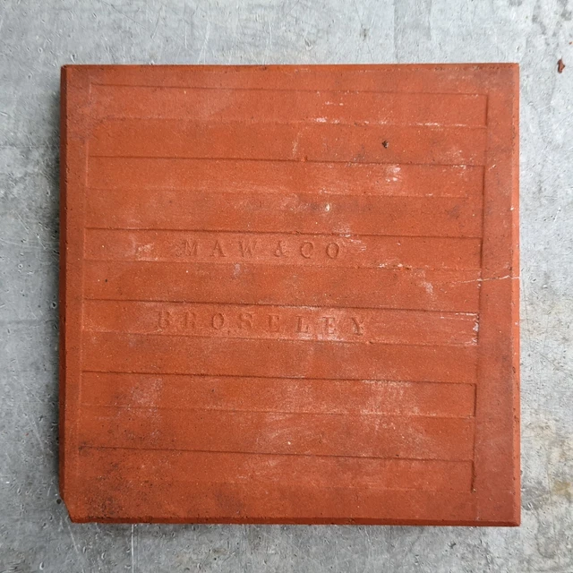Antique Victorian Maw & Co 6” x 6” Red Encaustic Floor Tile Reclaimed 3