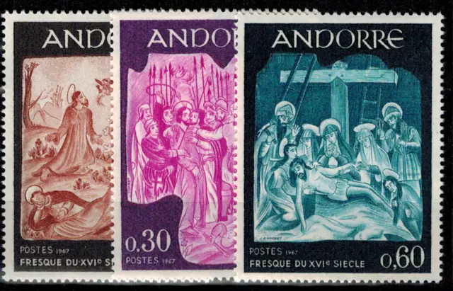 Timbres Andorre N° 184, 185, 186 Neuf **