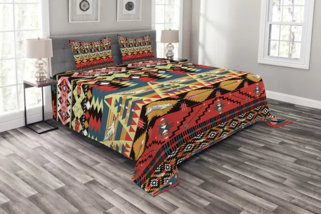 Bed Coverlet Set by Ambesonne Quilted Pillow Shams with Decorative Bedspread