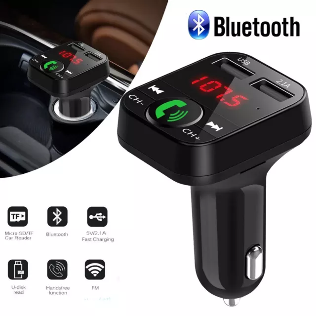 Transmetteur FM sans fil Bluetooth Adaptateur MP3 Kit voiture Chargeur USB