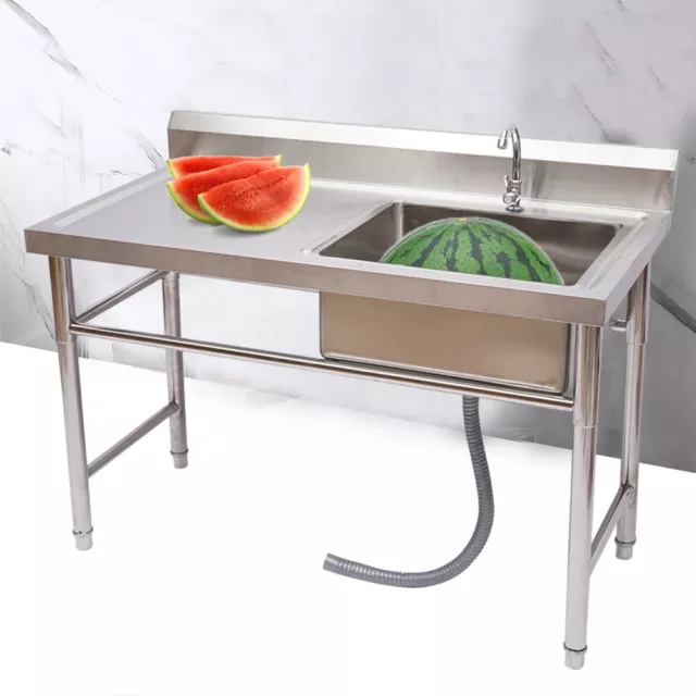 Commercial Food Prep Table Stainless Steel Sink Bowl w/Faucet Restaurant 30"x48"