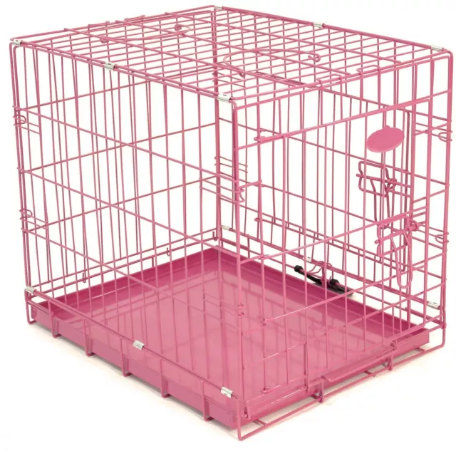 Pink Blue Dog Cage Puppy Metal Training Pet Crate Carrier XS S M L XL