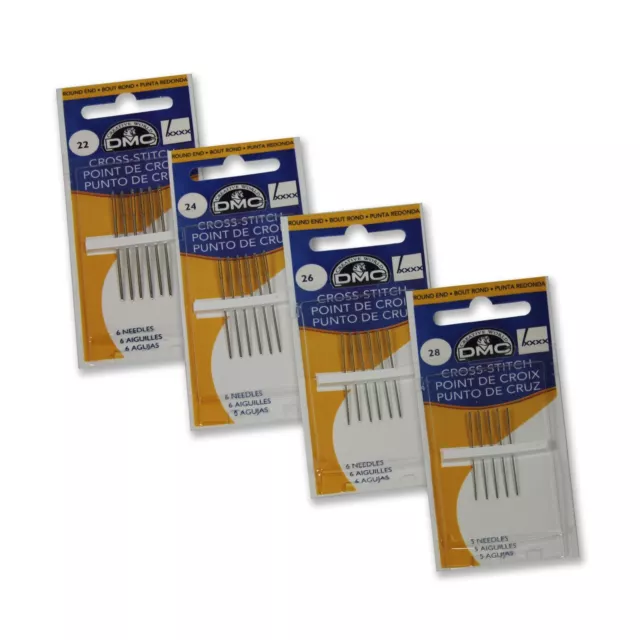 DMC Cross Stitch Needles Sizes 22,24,26 & 28