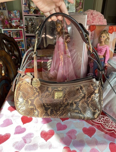 Dooney & Bourke Snakeskin Embossed Brown Leather Shoulder Bag