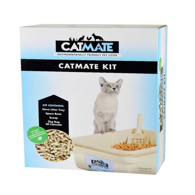 Catmate Cat Litter Kit w/ Tray Extra Base & Scoop Biege 5 Piece Set