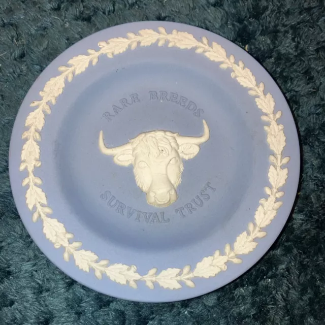 Vintage Wedgwood Rare Breeds Survival Trust Blue Jasperware Trinket Dish Plate