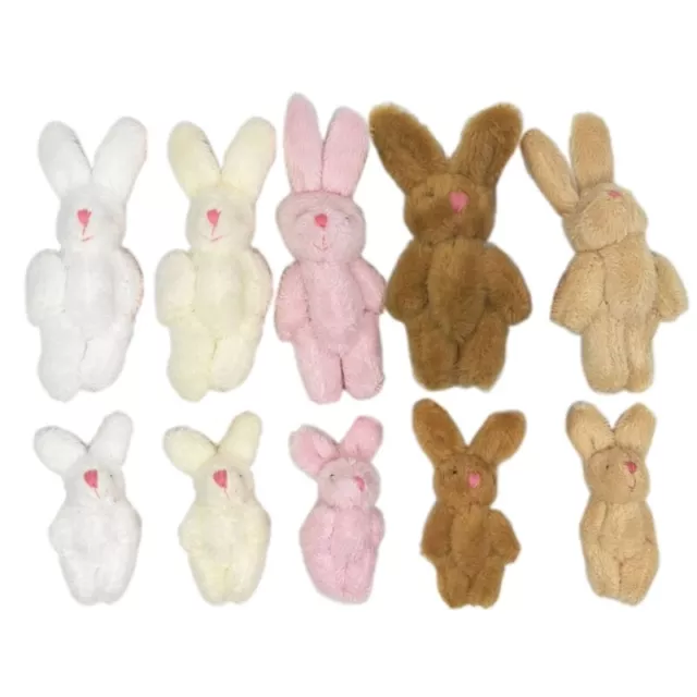 5PCS 6cm 4.5cm Soft Mini Joint Rabbit Pendant Plush Long Ear For Keychain