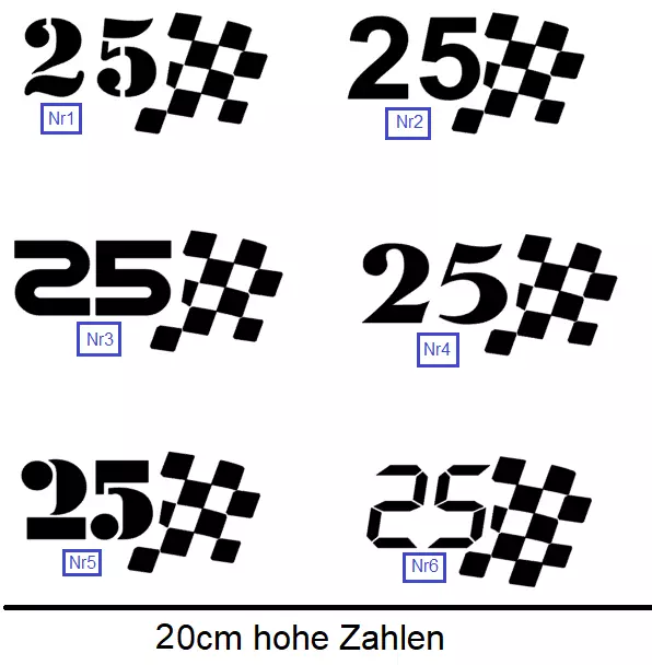 2 x numéros de départ autocollant numéro de départ 20 cm hauteur numéro de départ sticker 277/15