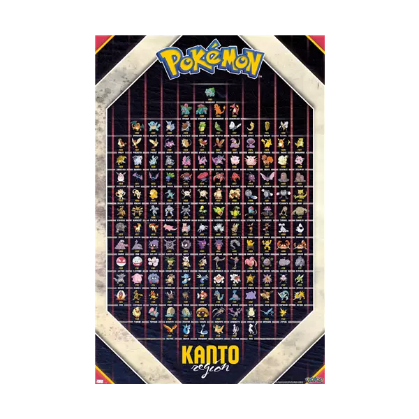 Poster Quadro Kanto 151 Pokemon Original S/ Moldura 91x61cm
