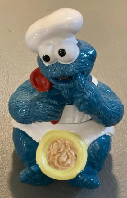 Cookie Monster Jar 11" Baker Chef Enesco 1993 VTG Sesame Street Jim Henson