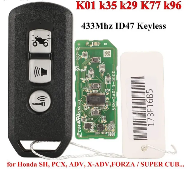 Fits Honda 434Mhz  Complete Transponder Remote Key