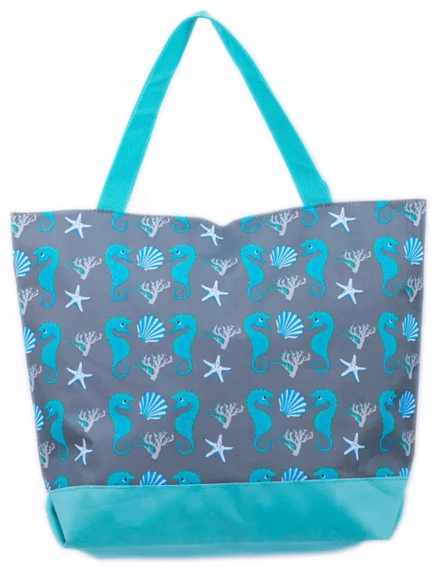 Beach Bag Womens Ladies Large Summer Tote Bags Canvas Shoulder Zipped Blue Pink