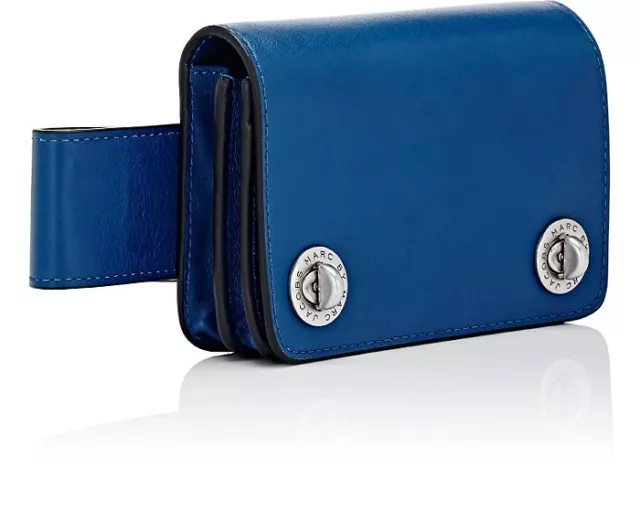 New Marc Jacobs True Blue Smooth Leather Cris Belt Bag Dual Turn Lock Closure