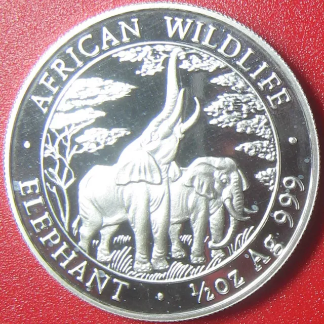 2003 ZAMBIA 2000 KWACHA 1/2 oz SILVER PROOF ELEPHANT AFRICAN WILDLIFE RARE COIN!