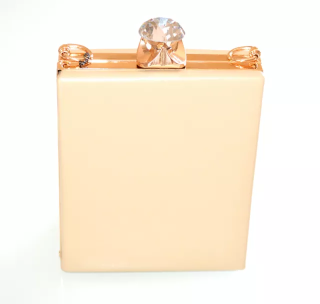 Pochette donna beige oro dorato cristallo rigida borsello borsa cerimonia UF10