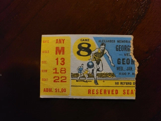 University of Georgia Bulldogs vs Georgia Tech Basketball Ticket Stub