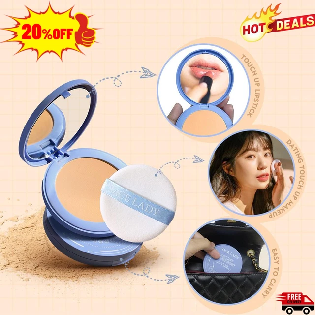 Polvo facial de control de aceite mate impermeable polvos de ajuste cara compacta con hinchazón-