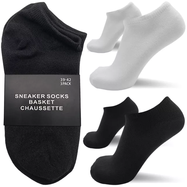 15 PAAR Sneaker Socken Gr. 35-46 Damen Herren Schwarz Weiß Füßlinge Kurzsocken