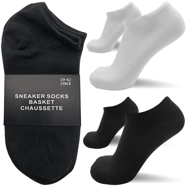 15 PAAR Sneaker Socken Gr. 35-46 Herren Damen Schwarz Weiß Füßlinge Kurzsocken