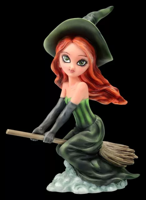 Hexen Figur - Willow fliegt auf Besen - Magierin Dekoration Fantasy 17cm