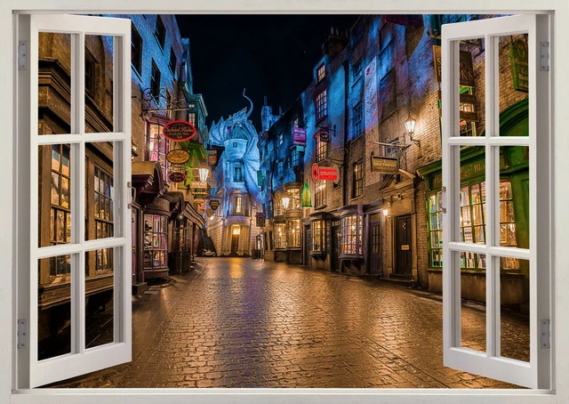 HARRY POTTER CASTLE Diagon Alley Wizard 3d Effect Window Wall Sticker ...