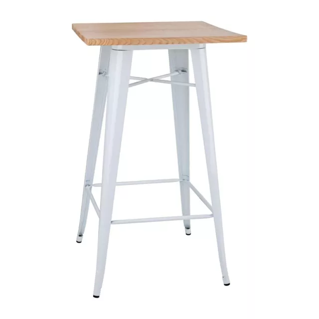 Bolero Bistro Bar Table with Wooden Top White (Single) - FB597