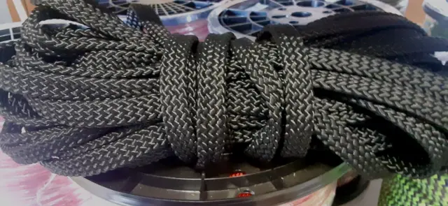 3/4" x 66 ft. Flat/Hollow braid polyester rope. High Quality. Black. US Made