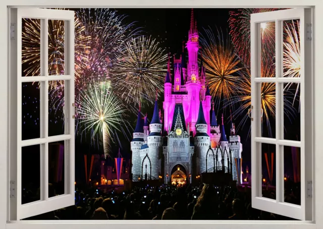 Disney Land Castle Princess Paris 3D Window Wall View Sticker Poster Vinyl 416