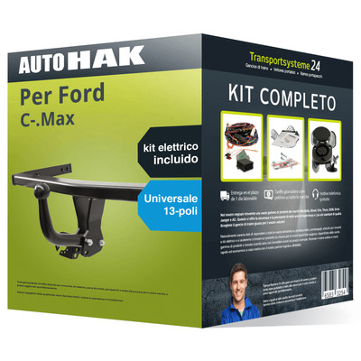 Auto-Hak Pacco Gancio traino fisso Auto Hak per Ford C-.Max 03 e un e-kit uni a 13 poli 