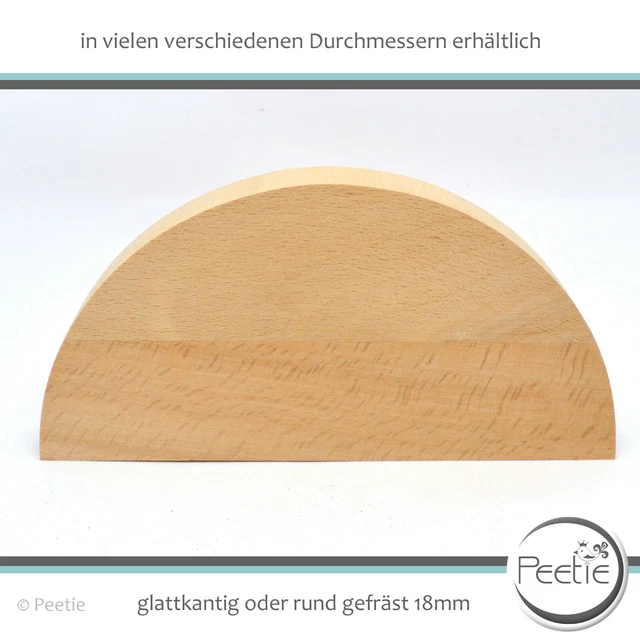 1x Holzscheibe halbrund Buche Leimholz 18 mm Holzrad rund Tischplatte Scheibe