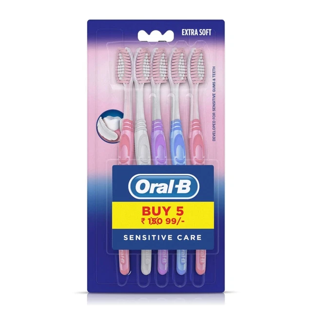 Oral B Sensitive Care Toothbrush, Extra Soft (Pack of 5),