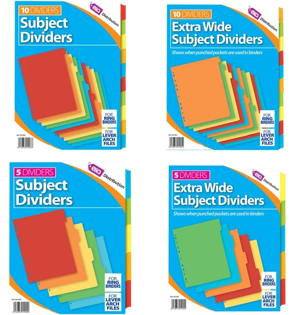 A4 FILE DIVIDERS Card Sheet Coloured Tabs Subject - PicClick UK