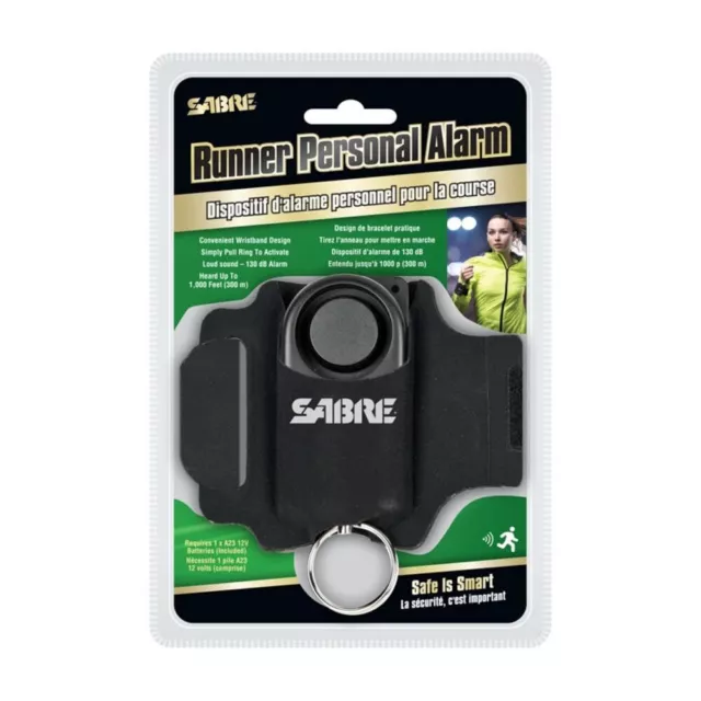 SABRE Runner Personal Alarm 130dB With Reflective Logo Wristband Weatherprf NEW