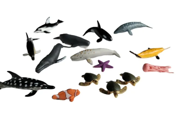 Lot Of SEA Creatures Toys Whales, Dolphins  Turtles Octopus Rubber  1"-4"
