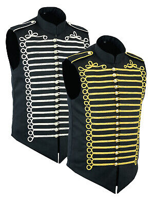 Mens Military Hussar Drummer Festival Sleeveless Parade Jacket Vest Waistcoat