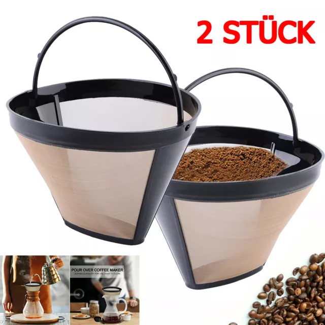 2 Stück Edelstahl Kaffeefilter Dauerfilter Permanentfilter für Kaffeemaschine