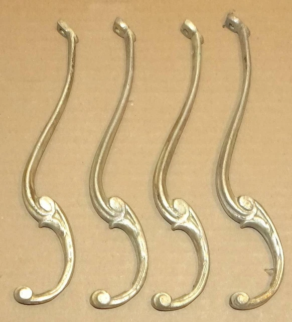 ANTIQUE Art Deco Chandelier Arms Silver Tone Fixture Parts Steampunk 4 Pcs FB-46