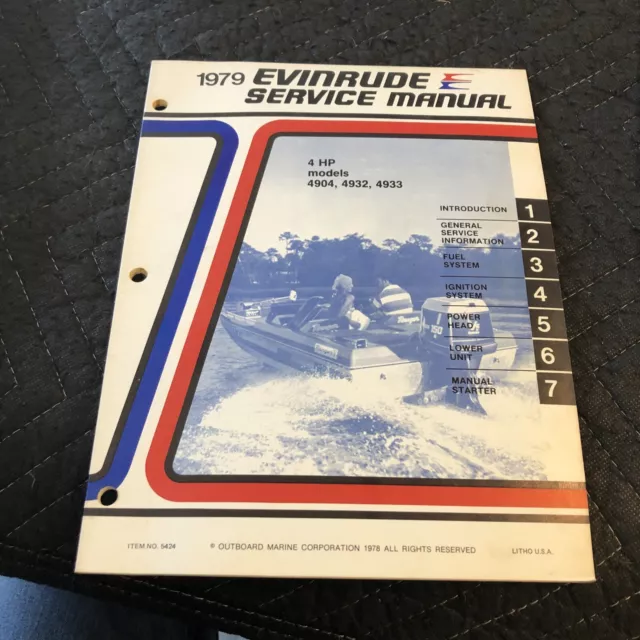 1979 Evinrude Outboard 4 HP Models 4904 4932 4933 Service Manual Item No. 5424