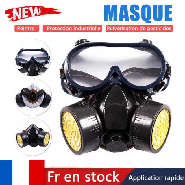 Masque Chimique Respirateur de Protection Industriel Peinture Bricolage 2 Filtre