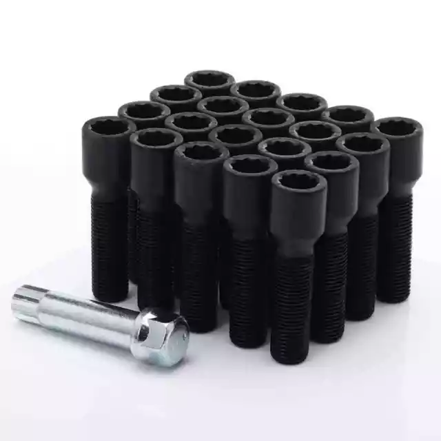 10x Radschraube M14 x 1,5 x 40 mm Kegelbund 60° Schwarz Radbolzen für Alufelgen